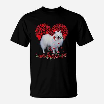 Valentines American Eskimo Heart Dog Dad Dog Mom Gifts T-Shirt - Seseable