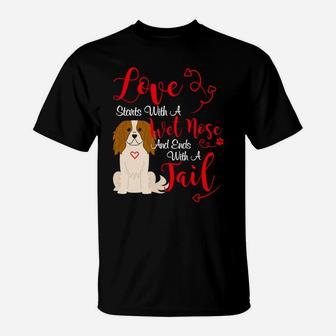 Valentines Day Dog Lover Cavalier King Charles Spaniel T-Shirt - Seseable