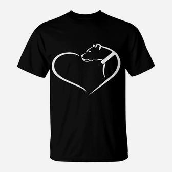 Valentines Day Heart Pitbull Dog Lovers Kids Womens T-Shirt - Seseable