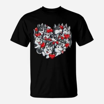 Valentines Day Siberian Husky Heart Lover Men Women Love Dog T-Shirt - Seseable