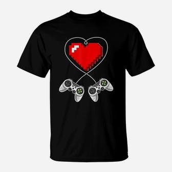 Valentine's Day Video Game Controller Heart Gamer Gift Boys T-Shirt - Seseable