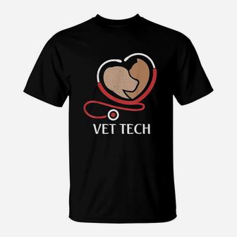 Vet Tech Gift For Veterinary Technicians Cute Paw T-Shirt - Seseable