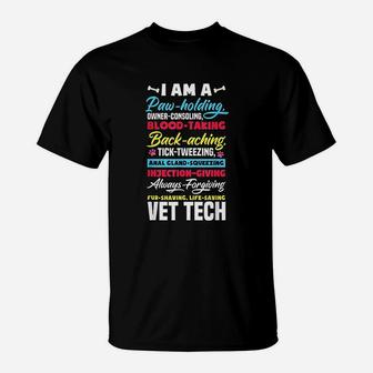 Vet Tech Paw Holding Funny Veterinary Technician Gift T-Shirt - Seseable