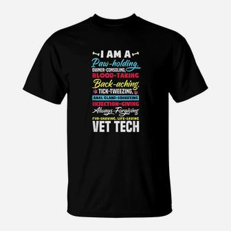 Vet Tech Paw Holding Funny Veterinary Technician Gift T-Shirt - Seseable