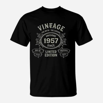 Vintage 1957 Born In 1957 64th Birthday Gift T-Shirt - Seseable