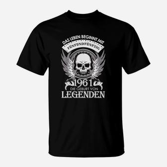 Vintage 1961 Geburtsjahr Legenden T-Shirt, Totenkopf Design - Seseable