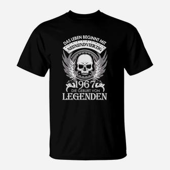 Vintage 1967 Legenden Geburt T-Shirt, Totenkopf Design - Seseable