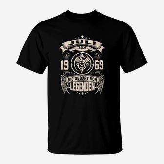 Vintage 1969 Legends T-Shirt für Geburtstag, Retro Schwarz - Seseable