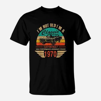 Vintage 1970 Classic Car Apparel For Legends Born In 1970 T-Shirt - Seseable