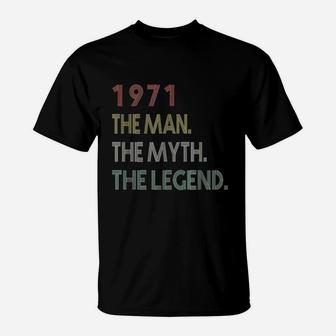 Vintage 1971 Man Myth Legend Birthday Gifts For 49 Years Old T-Shirt - Seseable