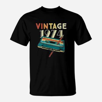 Vintage 1974 Music Cassette 47th Birthday Gifts T-Shirt - Seseable
