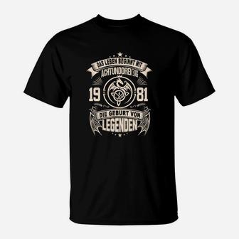 Vintage 1981 Geburtsjahrgang T-Shirt, Legenden Retro Design - Seseable