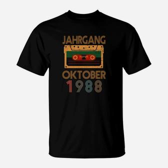 Vintage 1988 Kassette Geburtsjahrgang T-Shirt, Retro Musik Fan Tee - Seseable