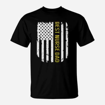 Vintage American Flag Proud Best Nurse Dad Shirt T-Shirt - Seseable