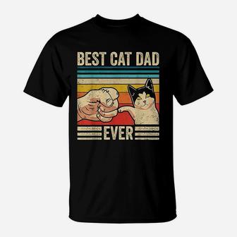 Vintage Best Cat Dad Ever Bump Fit Fathers Day Gifts T-Shirt - Seseable