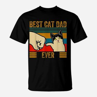 Vintage Best Cat Dad Ever Men Bump Fit Fathers Day T-Shirt - Seseable