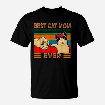 Vintage Best Cat Mom Ever Funny Gifts For Mom T-Shirt - Seseable