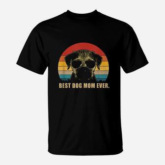 Vintage Best Dog Mom Evert Border Terrier T-Shirt - Seseable