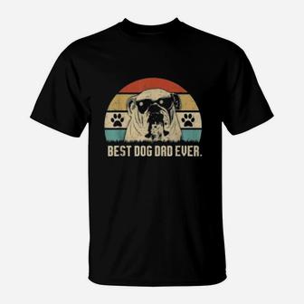 Vintage Best English Bulldog Dad Ever T-Shirt - Seseable