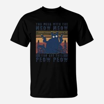 Vintage Black Cat You Mess With The Meow Meow T-Shirt - Seseable