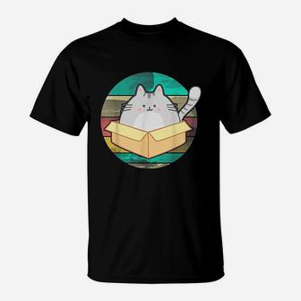 Vintage Cat In Box Retro Style Cute Fat Cat T-Shirt - Seseable
