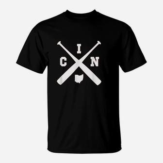 Vintage Cincinnati Baseball Bats Ohio State Outline T-Shirt - Seseable