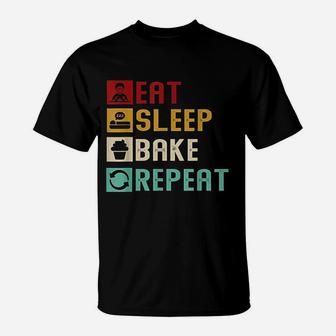 Vintage Eat Sleep Bake Repeat Funny Baking Baker Bakery Gift T-Shirt - Seseable