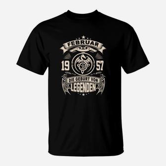 Vintage Februar 1957 Legenden Geburtstag T-Shirt, Retro Design - Seseable