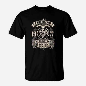 Vintage Februar 1977 Legendengeburtstag T-Shirt, Retro Design - Seseable