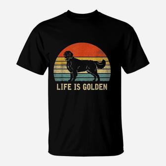 Vintage Golden Retriever Dog Life Is Golden T-Shirt - Seseable