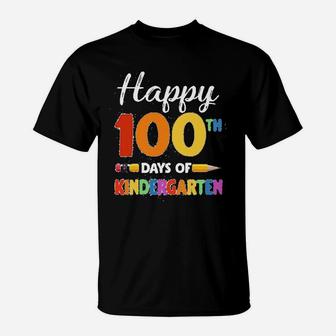 Vintage Happy 100th Day Of Kindergarten Teacher Or Student T-Shirt - Seseable