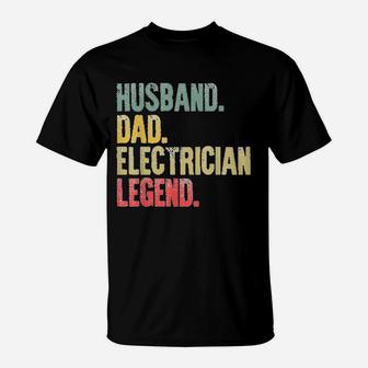 Vintage Husband Dad Electrician Legend Retro T-Shirt - Seseable