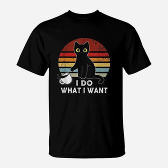 Vintage I Do What I Want Cat Lover Dad Mom T-Shirt - Seseable