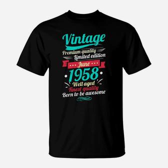 Vintage June 1958 Born To Be Awesome 60th Birthday T-Shirt - Seseable