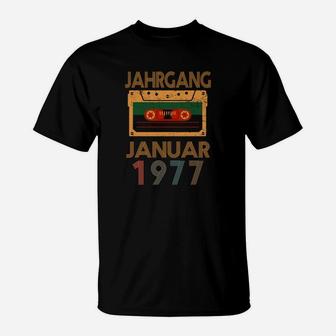 Vintage Kassettentape Januar 1977 Geburtstags-T-Shirt, Retro Design - Seseable
