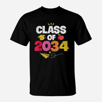 Vintage Kindergarten Class Of 2034 Apparel Grow With Me T-Shirt - Seseable