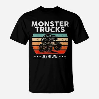 Vintage Monster Truck Are My Jam Retro Sunset Cool Engines T-Shirt - Seseable