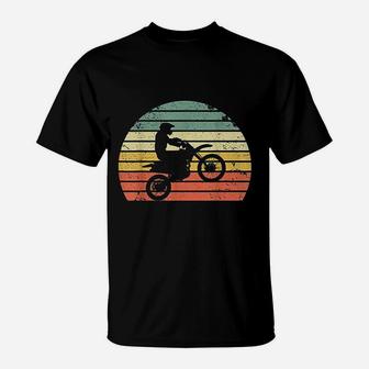 Vintage Motocross Dirt Bike Silhouette Retro Dirt Bike T-Shirt - Seseable