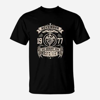 Vintage November 1977 Legenden Geburtstag T-Shirt, Retro Look - Seseable