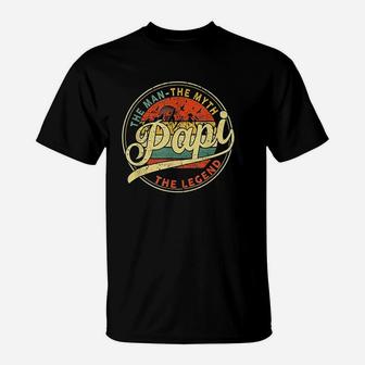 Vintage Papi Man Myth Legend Daddy Grandpa T-Shirt - Seseable