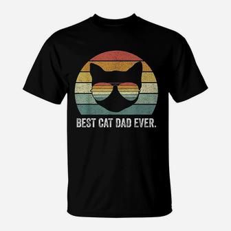 Vintage Retro Best Cat Dad Ever Funny Cat Dad Father T-Shirt - Seseable