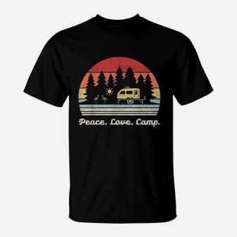 Vintage Retro Peace Love Camp T-Shirt - Seseable