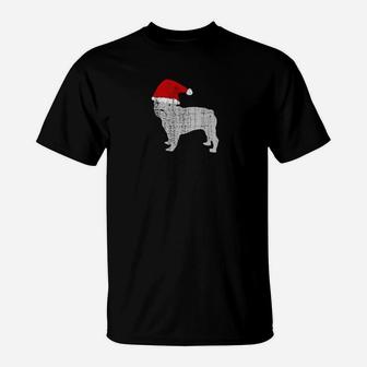 Vintage Santa Hat French Bulldog Dog Shirt T-Shirt - Seseable