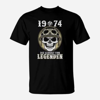 Vintage Schädel 1974 Legendengeburt T-Shirt, Retro Design - Seseable