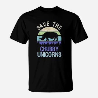 Vintage Sunset Save The Chubby Unicorns Fat Rhino Gift T-Shirt - Seseable