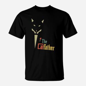 Vintage The Catfather Funny Cat Dad Father Of Cats Retro Sunset Kitty Kitten Lover T-Shirt - Seseable