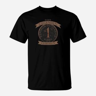 Vintage Uhr & Legenden Januar Geburt T-Shirt, Schwarzes Retro Design - Seseable