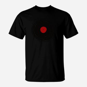 Vinyl Schallplatten Design T-Shirt in Schwarz, Retro Musik Tee - Seseable