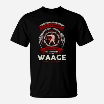 Waage Sternzeichen T-Shirt in Schwarz mit Feuerwehr-Design - Seseable