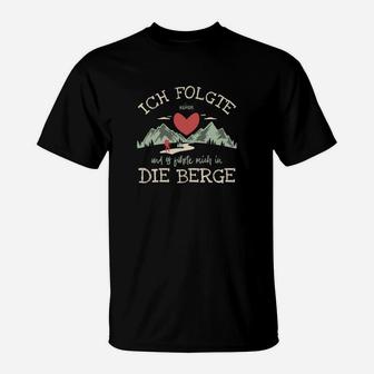 Wanderlust Herz Berge T-Shirt, Bergliebhaber Motiv Tee - Seseable